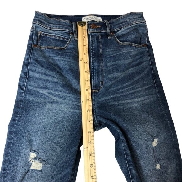 Abercrombie & Fitch The Super Skinny Ultra High Rise Distressed Jeans Size 6/28 - Picture 7 of 10
